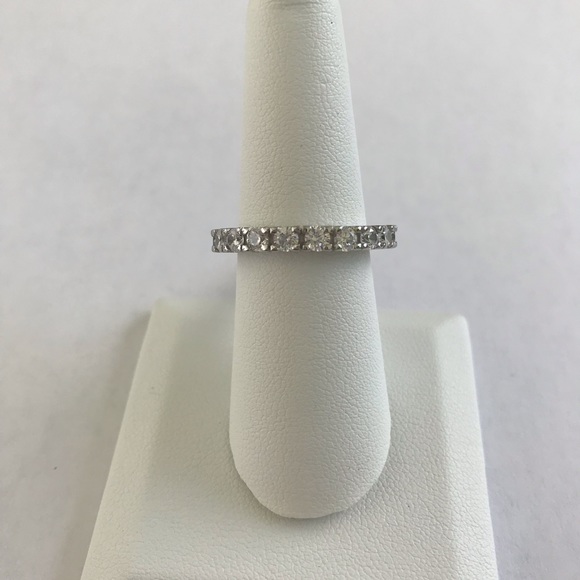 Sterling Silver 4 Prong Round Eternity Band Ring - Picture 3 of 7